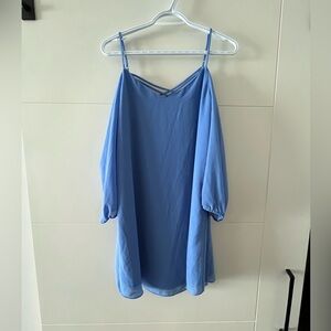 Naked Zebra Blue Off-Shoulder Flowy Dress